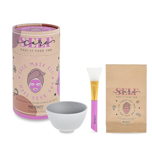 MAD Beauty Make It Your Own Face Mask Set, Self-Care DIY Kit, Lavender Clay Mask Powder Formula, Instructions, Reusable Mixing Bowl, & Silicone Brush-Velvo Beauty