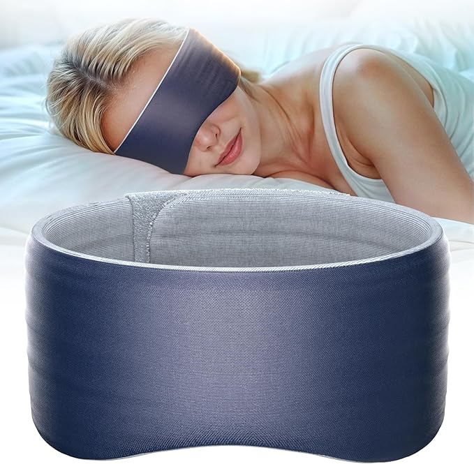 Sleep Mask, Eye Mask for Sleeping, Upgrade Ultra-Soft Blackout Eye Cover for Women Men, Wider Adjustable Strap for Side Sleeper, Travel, Nap, Yoga, Relief Eye, Navy Blue-Velvo Beauty