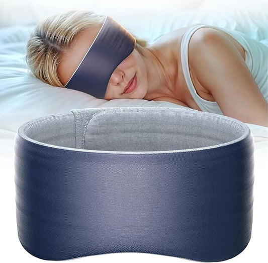 Sleep Mask, Eye Mask for Sleeping, Upgrade Ultra-Soft Blackout Eye Cover for Women Men, Wider Adjustable Strap for Side Sleeper, Travel, Nap, Yoga, Relief Eye, Navy Blue-Velvo Beauty