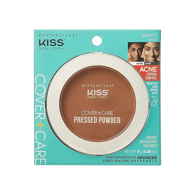 KISS Cover and Care Acne Control Pressed Powder Shine Free Face Light Weight Makeup Setting Powder - APP415 (Mocha)-Velvo Beauty