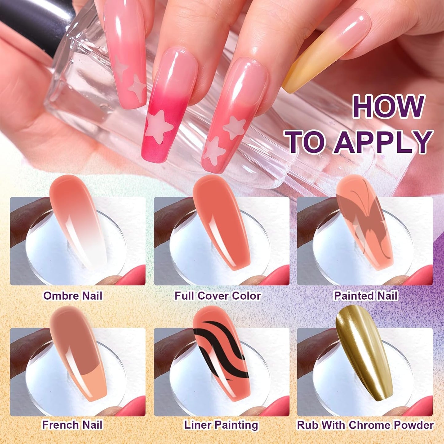 Gradient Painting Gel, 9 Colors Ombre Gel Nail Polish Include Almond Nude Black&White Sponging for Pigment Pat Kit Aura Nails, French Manicure DIY Terracotta Blush Set-Velvo Beauty