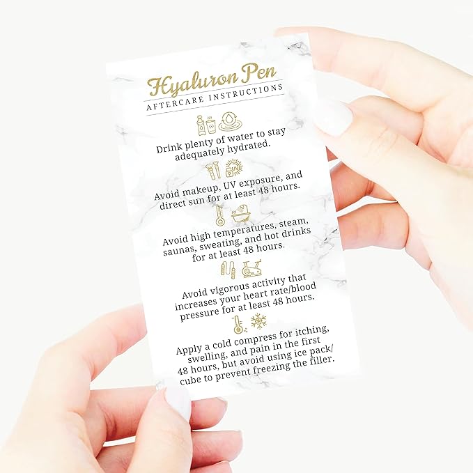 100 Pack - Premium Hyaluron Pen Lip Filler Aftercare Instructions Card 2 x 3.5" Accessories Supplies Kit Care - HP22A100_N-Velvo Beauty