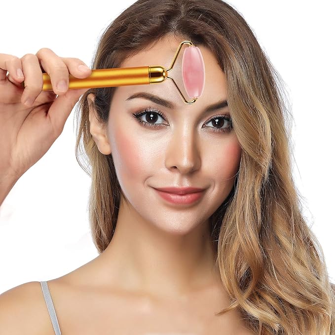 3-IN-1 Electric Jade Roller 3D Roller Facial Roller & Face Massager,Gold-Velvo Beauty