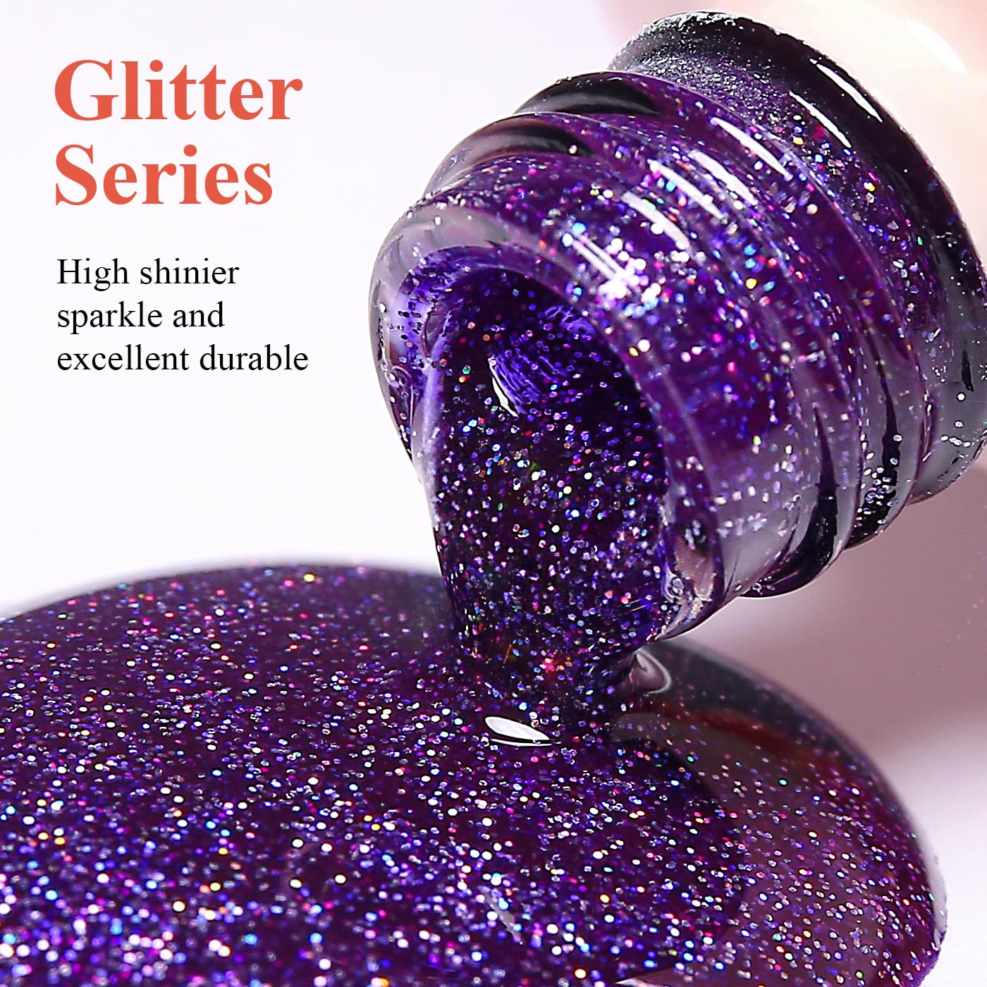Imtiti Glitter Gel Nail Polish, Purple Iridescent Glitter Nail Gel Polish Diamond Shimmer Sparkle Soak Off UV LED Spring Summer Manicure 10ML-Velvo Beauty