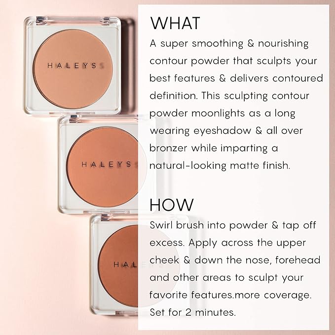 HALEYS Re-sculpt Smoothing Contour Powder (Medium) Lightweight, Non-Caking, Nourishing & Skin-Softening, Infused with Shea Butter & Chamomile Flower Water to Soothe Skin-Velvo Beauty