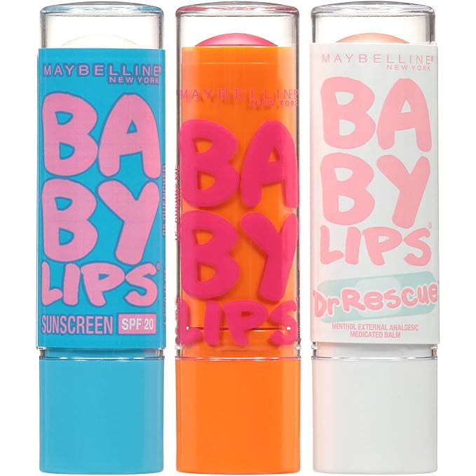 Maybelline New York Baby Lips Moisturizing Lip Balm 3-pack, Lip Care Essentials, 3 Shades-Velvo Beauty