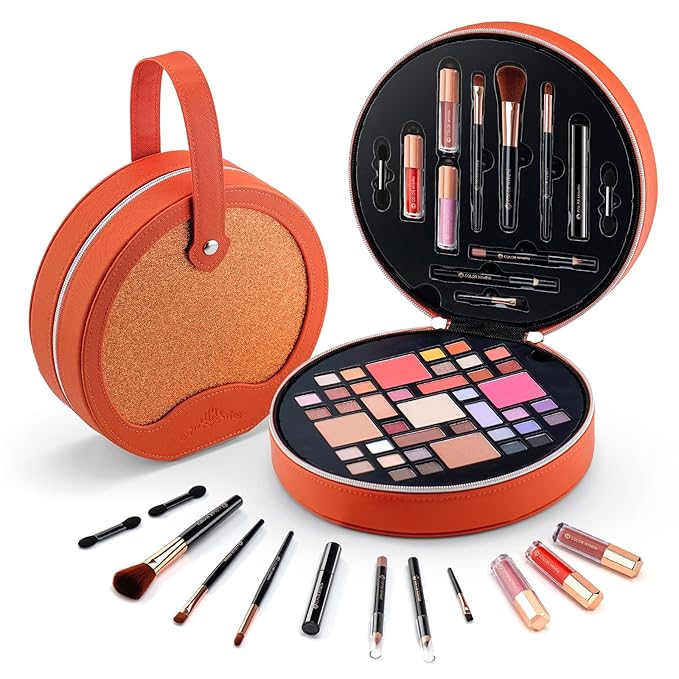 Color Nymph All In One Makeup Kit For Teens With Portable Cosmetics Bag, Multiple Makeups For Begginers As Christmas,New Year,Birthday Gift Included 38-Colors Eyeshadows Lipglosses Brushes(Orange)-Velvo Beauty