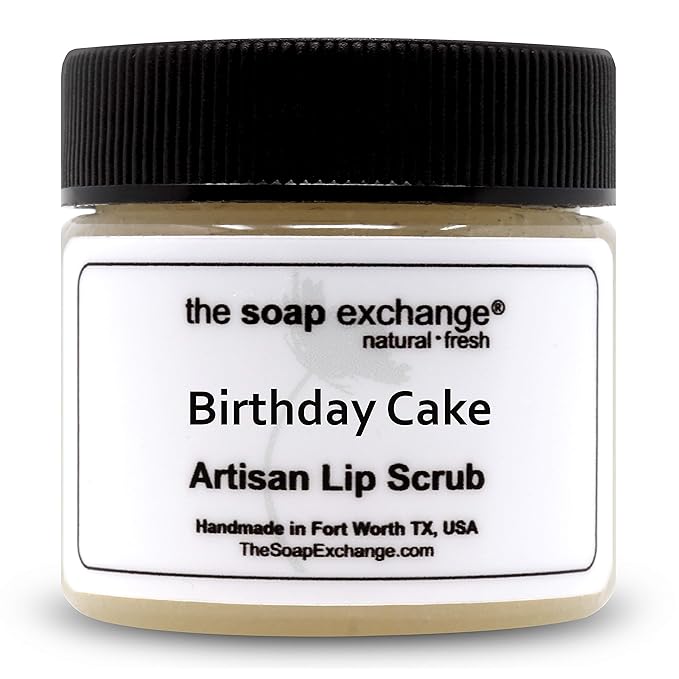 Lip Scrub - Birthday Cake Flavor - Hand Crafted 1.5 oz / 42.5 g Natural Lip Care, Artisan Lip Treatment, Exfoliate, Hydrate, & Protect. Made in the USA.-Velvo Beauty