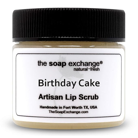 Lip Scrub - Birthday Cake Flavor - Hand Crafted 1.5 oz / 42.5 g Natural Lip Care, Artisan Lip Treatment, Exfoliate, Hydrate, & Protect. Made in the USA.-Velvo Beauty