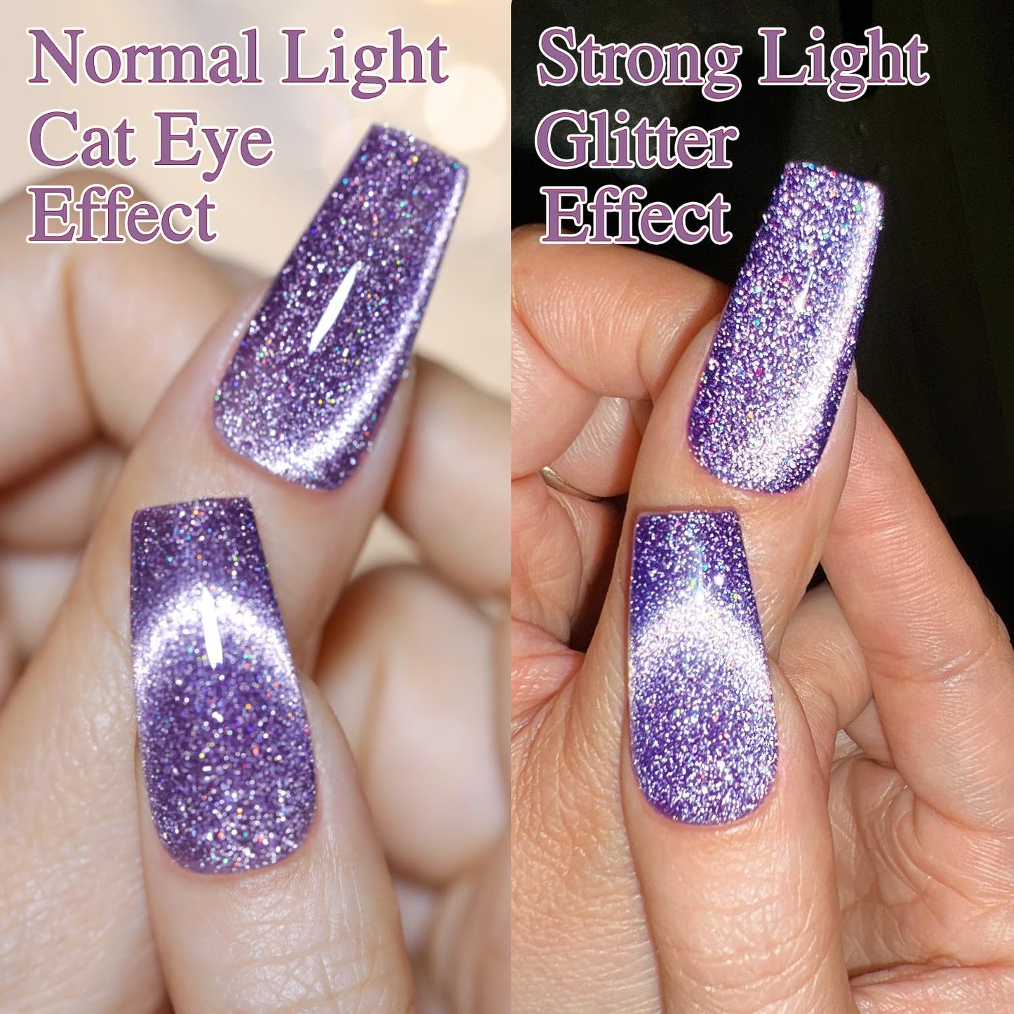 Double Rhythm Cat Eye Gel Polish with Magnet 15ML Jelly Glass Holographic Glitter Shimmer Translucent Sheer Color Magnetic Gel Polish Salon DIY at Home (Dark Purple-MC1066)-Velvo Beauty