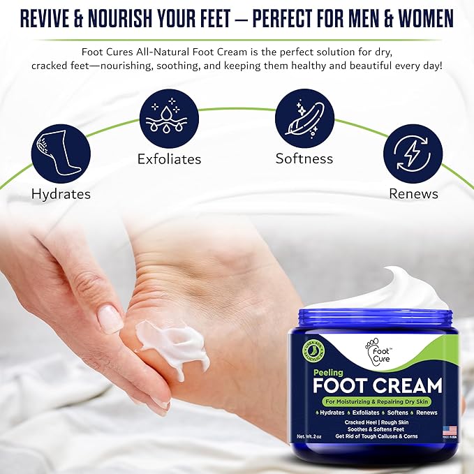 Tea Tree Oil Foot Cream - Moisturizing Athletes Foot Care For Dry Cracked Feet Cream - Heel & Callus Removal, Toenail Treatment, Itchiness Relief - Made in USA Foot Cream, 2 Ounce Pack of 2-Velvo Beauty