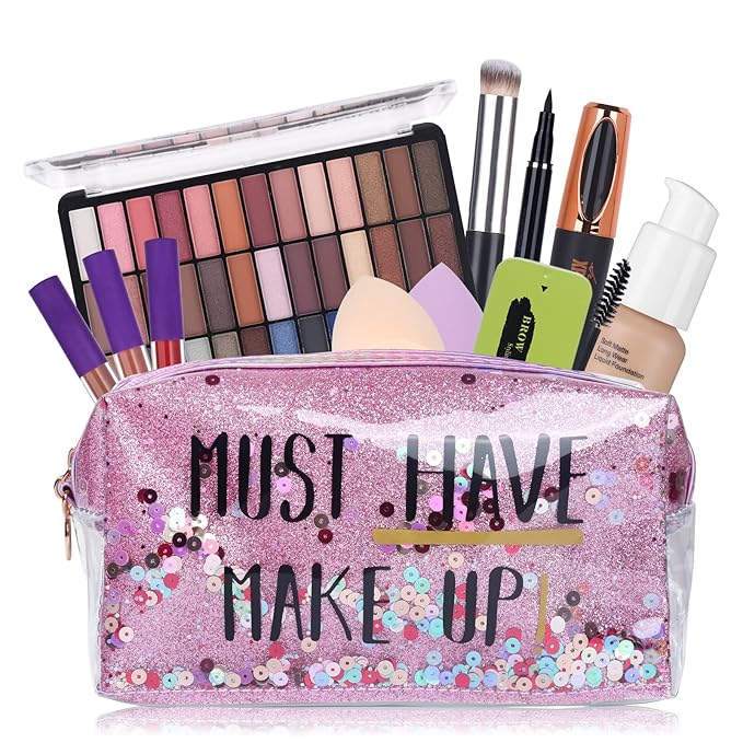 Makeup Set For Women Full Kit - 39 Colors Nude Smokey Eyeshadow Palette, Liquid Foundation + Concealer Brush, Black Mascara Eyeliner Pen, Matte Liquid Lipstick Set, Eyebrow Soap Gel Kit, Makeup Sponges with Makeup Bag Gift Set-Velvo Beauty