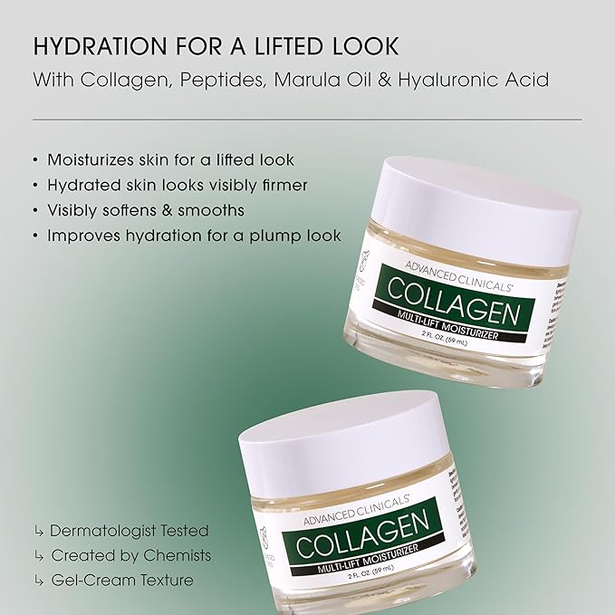 Advanced Clinicals Collagen Cream W/Hyaluronic Acid Face Moisturizer + Collagen Body Cream 2pc Skincare Set For Women & Men To Reduce Appearance Of Wrinkles, Fine Lines, & Uneven Skin Tone, 2pc Set-Velvo Beauty