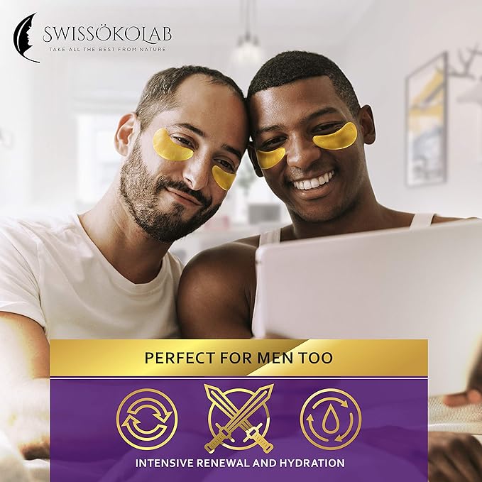 SWISSÖKOLAB Under Eye Patches For Puffy Eyes 24k Gold Eye Mask Dark Circles And Puffiness Collagen Eye Gel Pads Moisturizing & Reducing Wrinkles Anti-Aging Hyaluronic Acid (Revitalising)-Velvo Beauty