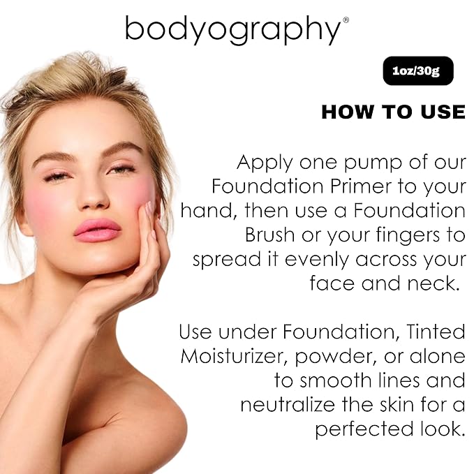 BODYOGRAPHY - Foundation Primer (Green): Flawless Anti-Aging Salon Makeup Primer w/Vitamin E, A, Jojoba, Grapeseed Oil | Control Shine | Gluten-Free, Cruelty-Free, 1 oz.-Velvo Beauty