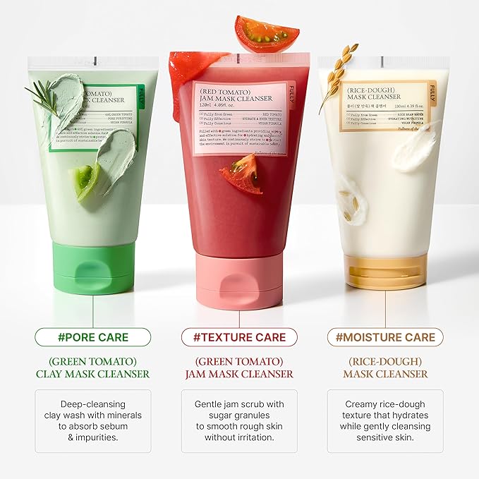 FULLY Red Tomato Jam Mask Cleanser, Gentle Exfoliation, Refines Skin Texture, Clear Pores, Hydration, Face Wash, Vegan, Rough & Sensitive Skin, Korean Skincare 4.05 fl.oz-Velvo Beauty