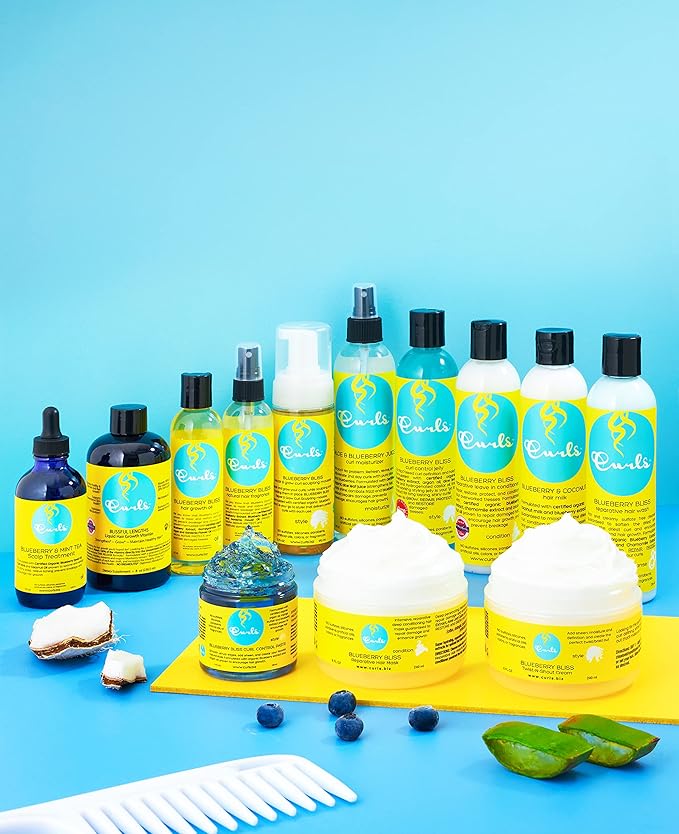 Curls Blueberry Bliss Reparative Hair Mask - 8 fl oz, Deep Conditioning, Repair, Protect, Restore, Detangle and Moisturize, For All Types-Velvo Beauty