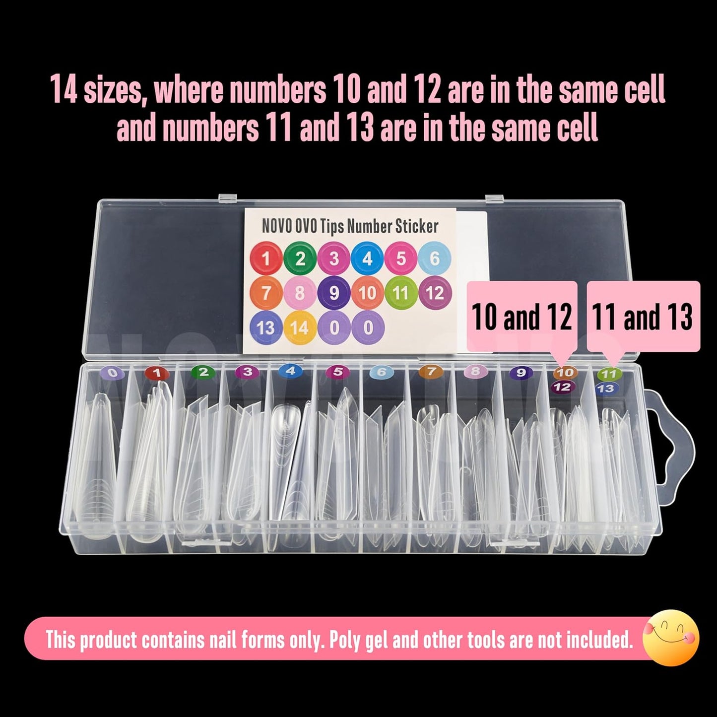 XXL XXXL Russian Almond/Coffin Nail Dual Forms for PolyGel Extension, NOT NAIL TIPS, Suitable for Harder/Builder/Poly Gel, Reusable Soft Gel Full Cover Molds 70 Pcs x 14 sizes-Velvo Beauty