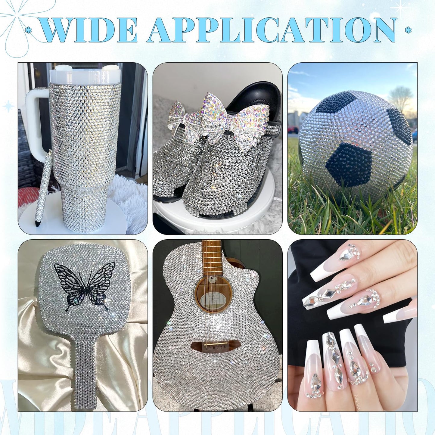 6000Pcs Resin Rhinestones for Bedazzling with 3Pcs B7000 Jewelry Glue, 1 Box Transparent Flatback Rhinestones for Crafting Crafts DIY, Crystals Gems for Clothing Shoes Tumblers Nail Art Makeup-Velvo Beauty