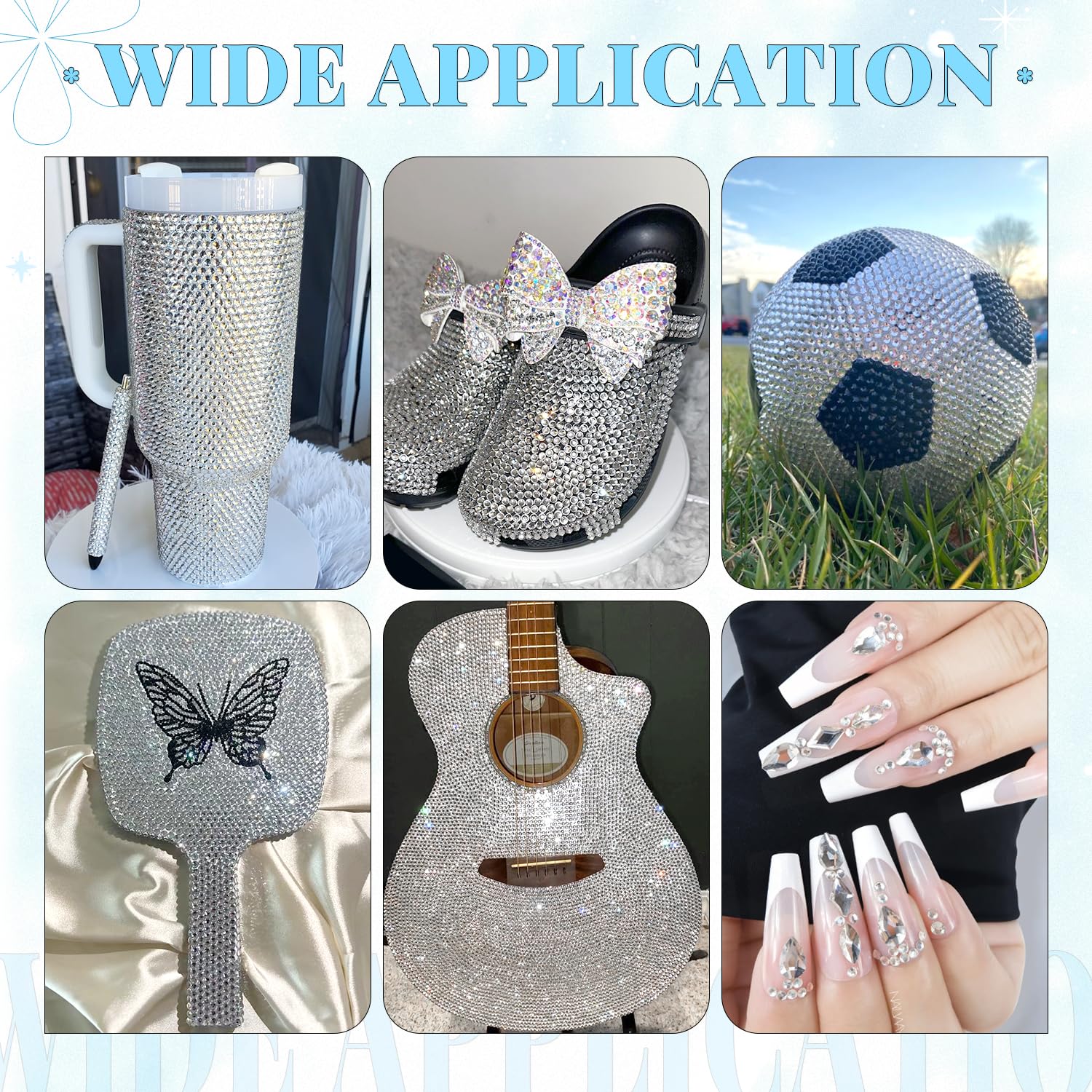 6000Pcs Resin Rhinestones for Bedazzling with 3Pcs B7000 Jewelry Glue, 1 Box Transparent Flatback Rhinestones for Crafting Crafts DIY, Crystals Gems for Clothing Shoes Tumblers Nail Art Makeup-Velvo Beauty