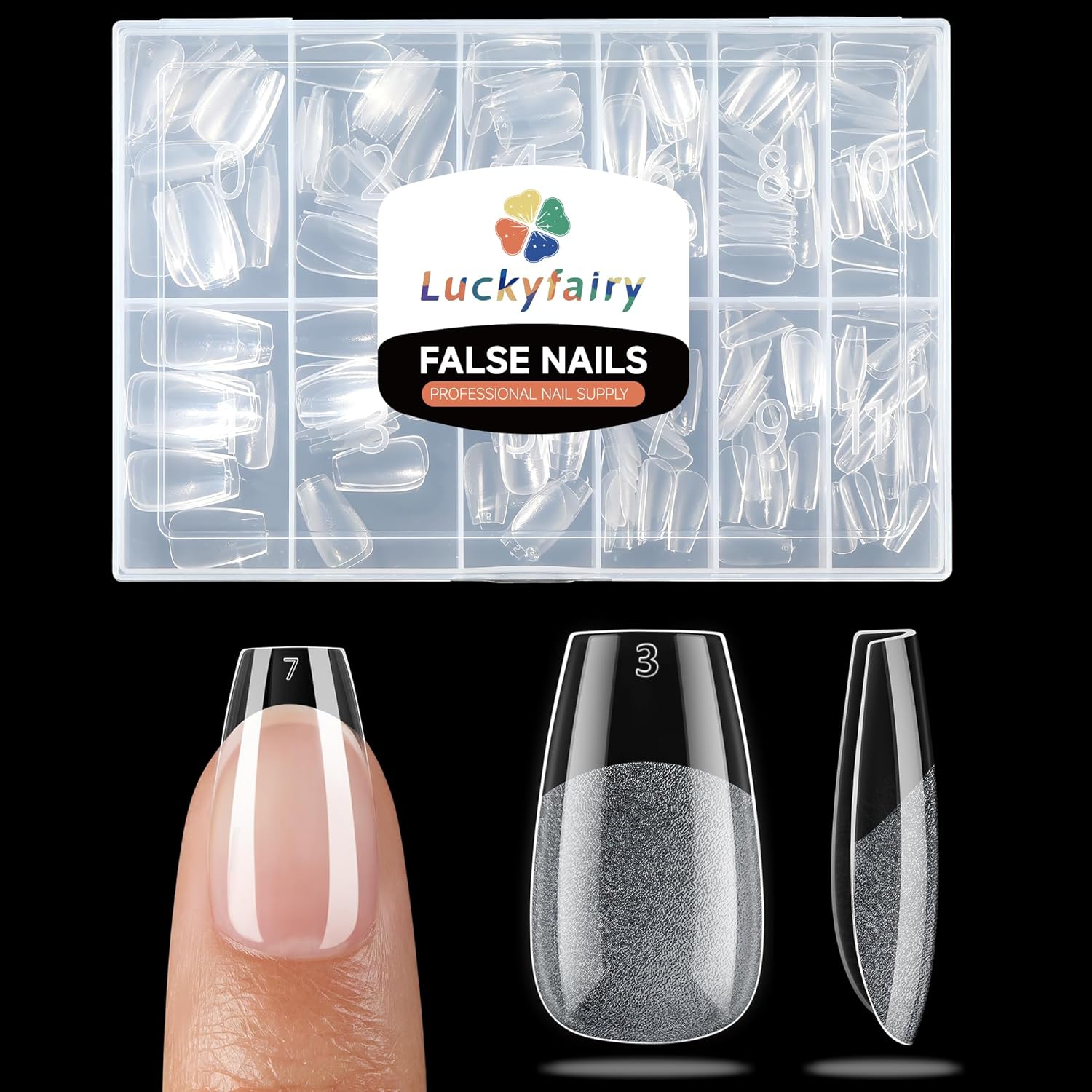 Short Coffin Fake Nails, 240pcs Soft Gel Pre-Filed Acrylic Short Ballerina Nail Tips, Half Matte Full Cover Clear Press on Flase Nail Tips for Nail Extension Home DIY 12 Sizes Gelly Tips-Velvo Beauty