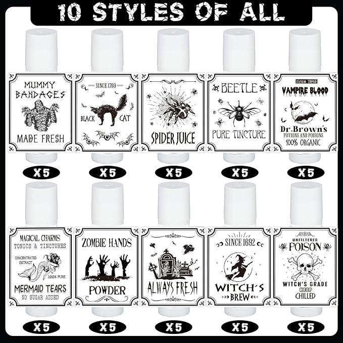 50 Pcs Halloween Spooky Lip Balm Gifts Bulk Vintage Apothecary Skull Lip Balm Favors Honey Flavor Lip Balms Halloween Party Supplies Goodies Halloween Treat Bag Stuffer for Kids Adults-Velvo Beauty