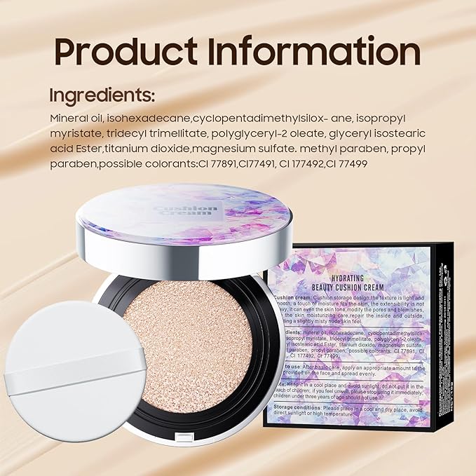 Mushroom Head Air Cushion CC Cream - BB Cream Foundation Makeup Moisturizing Concealer Long-Lasting, Cushion Foundation Full Coverage Self Adjusting (Ivory, 1 PCS)-Velvo Beauty