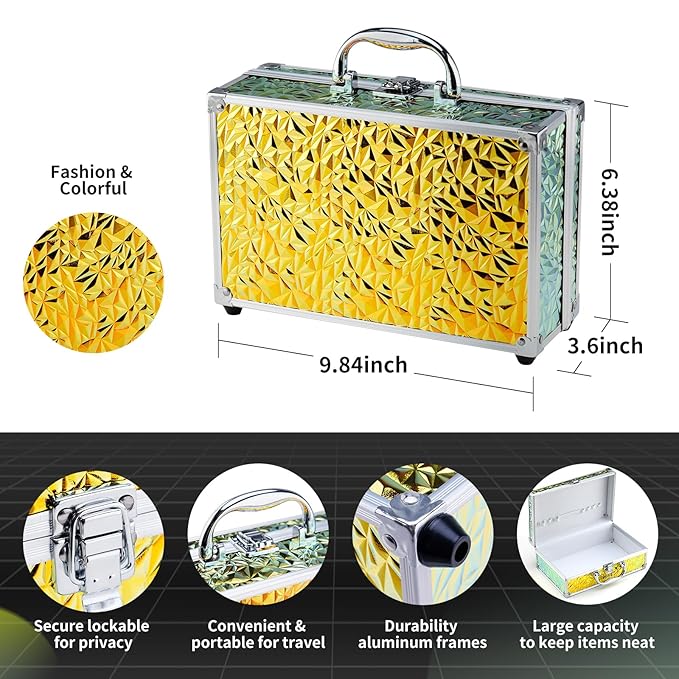 Color Nymph Beginner Makeup Kit for Teens, Train Case Girls Makeup Set with Eye Shadow, Lipstick, Blush, Brushes, Lipgloss, Mascara, Brow Wax and Mirror Green Full Starter Cosmetics Set-Velvo Beauty