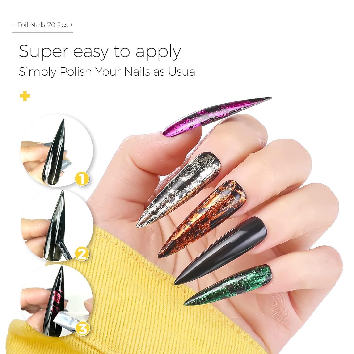 BURANO Nail Art Foil Glue Gel, 15ML 2 Bottles with 70PCS Foil Stickers Set Nail Foil Glue for Nails, Designer Nail Foils Nail Art Foil Transfer Gel-Velvo Beauty