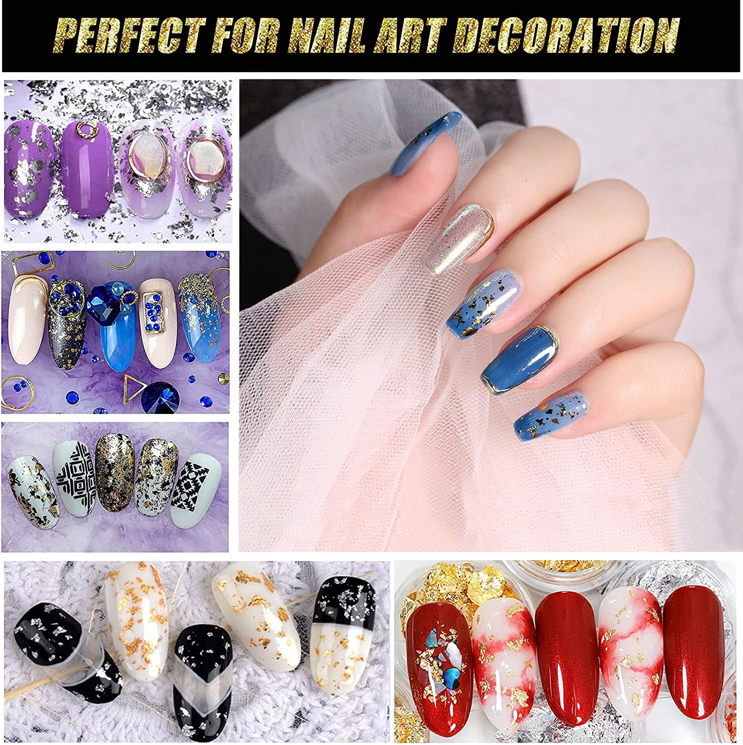 Gilding Flakes Set,Gold Foil Flakes for Resin,3 Bottles Metallic Foil Flakes for Resin Jewelry Making,Nails,Painting Art,Crafts and Slime(Gold, Silver, Copper Colors)-Velvo Beauty