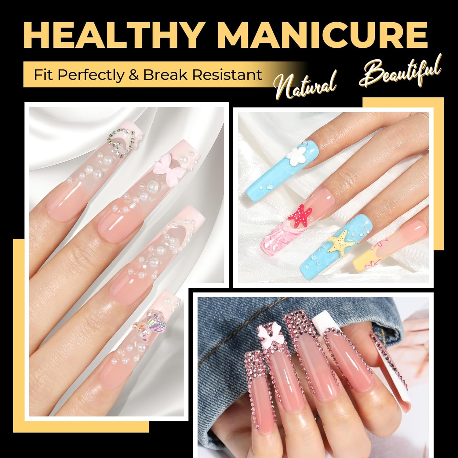 UNA GELLA Extra Long Tapered Sqaure Nail Tips, Pre-buffed 240Pcs Square Gel Nail Tips No C Curve XXL Long Square Press on Nails Full Cover Straight for Nails Extension Home DIY Salon 12 Sizes-Velvo Beauty