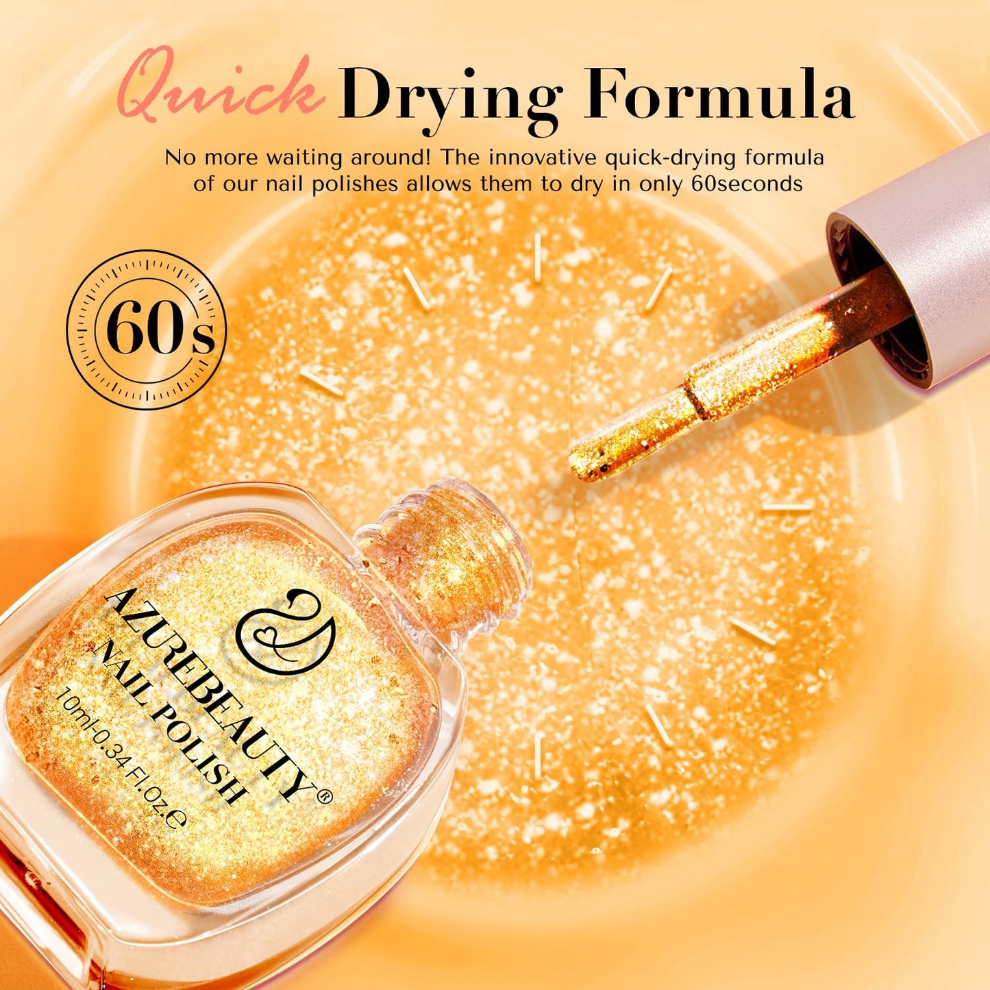 AZUREBEAUTY Nail Polish Set, 4 Colors Shimmer Glitter Neon Pink Orange Green Purple Spring Summer Long Lasting Quick Dry Natural Fingernail Lacquer Strengthening Kit with Top Coat DIY Salon-Velvo Beauty