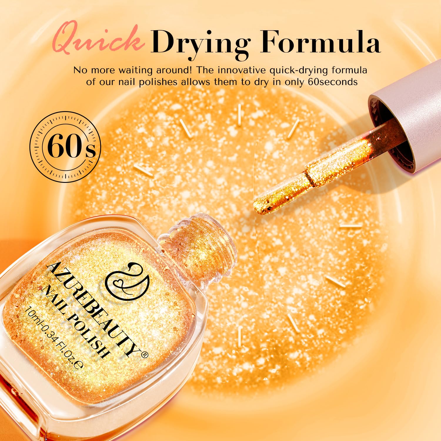 AZUREBEAUTY Nail Polish Set, 4 Colors Shimmer Glitter Neon Pink Orange Green Purple Spring Summer Long Lasting Quick Dry Natural Fingernail Lacquer Strengthening Kit with Top Coat DIY Salon-Velvo Beauty