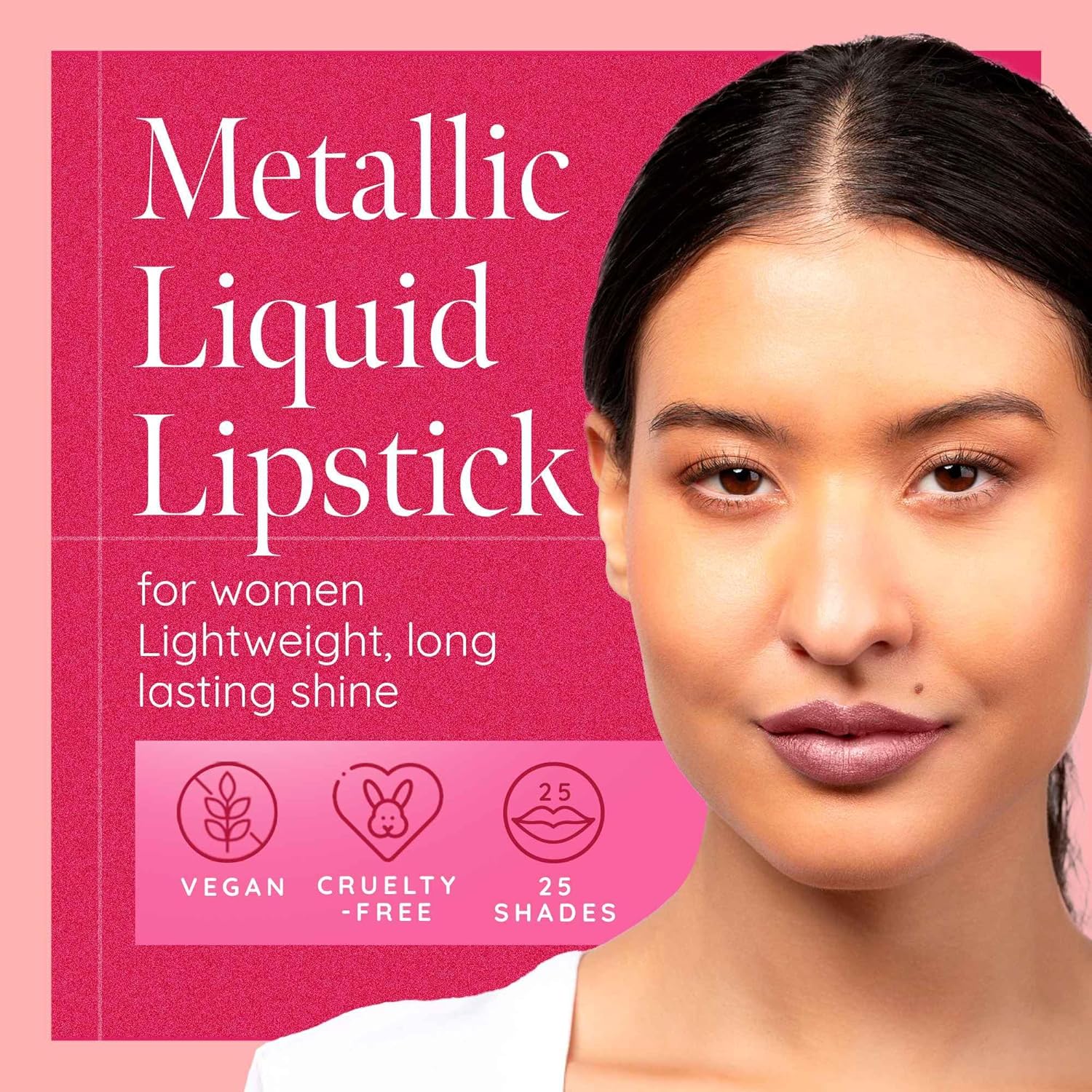 Aromi Metallic Liquid Lipstick | Dusty Rose Lip Color w/Shimmery Finish, Long-Lasting, Waterproof, Nude Berry, Vegan, Cruelty-Free (Pixie Dust)-Velvo Beauty