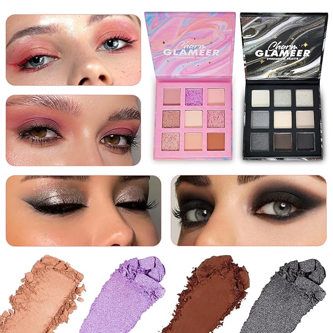 Eyeshadow,18Colors Eyeshadow Palette, Matte&Glitter&Shimmer Eyeshadow,for Eye Makeup Long Lasting Waterproof Eye Makeup Palette, Glitter Shimmer Professional Bright-Colored Eye Shadow(G005-2/G005-3)-Velvo Beauty