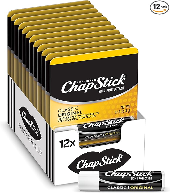 ChapStick Classic Original Lip Balm Tubes, Lip Care - 0.15 Oz (Pack of 12)-Velvo Beauty