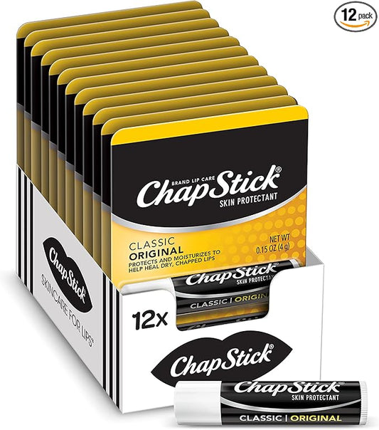 ChapStick Classic Original Lip Balm Tubes, Lip Care - 0.15 Oz (Pack of 12)-Velvo Beauty