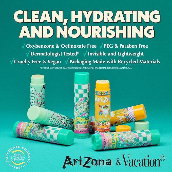 AriZona Iced Tea SPF 30 Lip Balms 3-Pack by Vacation Sunscreen, Hydrating Lip Sunscreen Chapstick, Water Resistant Vegan Sunscreen Lip Balm, 3 Iconic Flavors, Limited Edition SPF Chapstick (Pack of 3)-Velvo Beauty