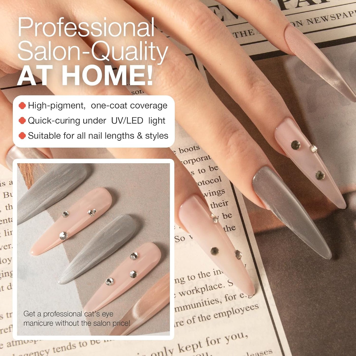 Cat Eye Gel Nail Polish with Magnet Stick, 15ml Magnetic Gel, Create Stunning Cat Eye Effects for DIY Manicures, Long-Lasting, Salon-Quality Finish, Frosted Vision-Velvo Beauty