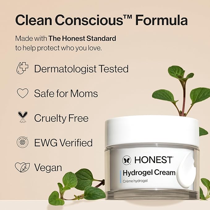 Honest Beauty Hydrogel Cream with Hyaluronic Acid | Lightweight, Moisturizing Water Cream | Gentle for Sensitive Skin, Fragrance Free, Vegan | 1.7 fl oz-Velvo Beauty