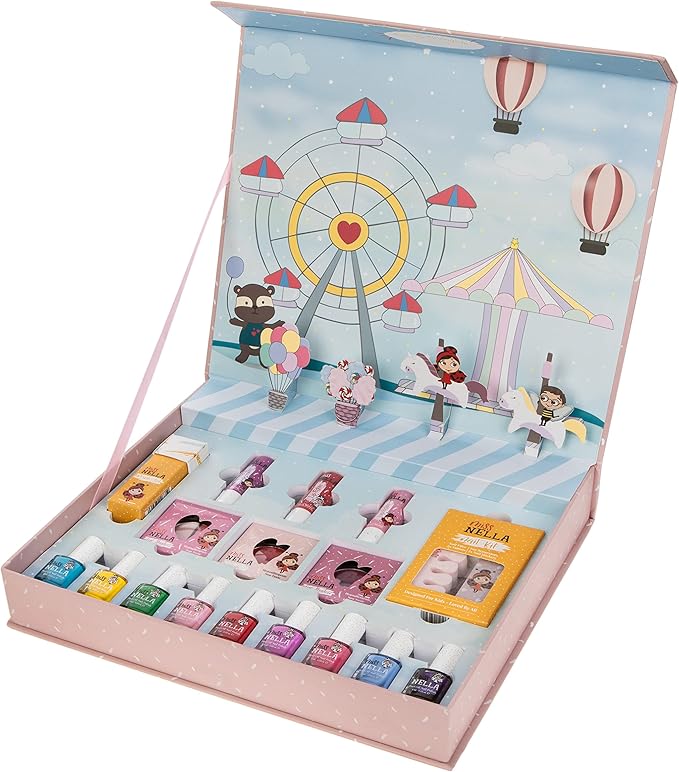 MISS NELLA Pop-up Beauty Suitcase, Nails and Accessories Set, Perfect for Children and Teens, Great for Parties and Sleepovers- Kid Friendly and Non-Toxic-Velvo Beauty