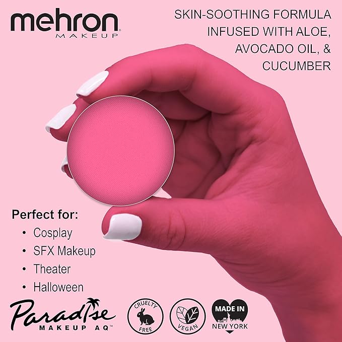 Mehron Makeup Paradise Makeup AQ Refill Size | Stage & Screen, Face & Body Painting, Cosplay, and Halloween | Water Activated Face Paint, Body Paint, Cosplay Makeup .25 oz (7 ml) (LIGHT PINK)-Velvo Beauty