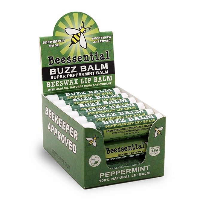 Beessential Natural Bulk Lip Balm, Peppermint, 18 Pack | For Men, Women, and Children. Great for Gifts, Showers, & More-Velvo Beauty