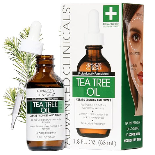 Advanced Clinicals Tea Tree Oil For Skin Facial Serum | Tea Tree Serum For Face With Vitamin E + Botanicals To Help Improve Appearance Of Large Pores & Skintone For Smoother Looking Skin, 1.8 Fl Oz-Velvo Beauty