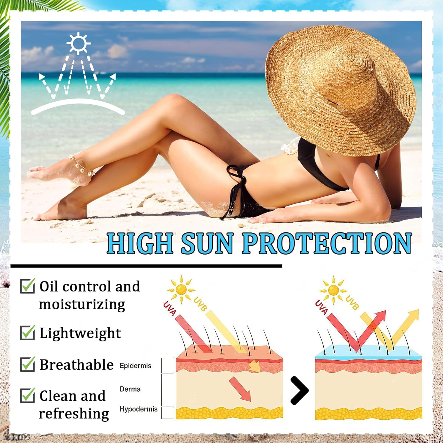 Mineral Face Sunscreen Setting Powder,Lasting Oil Control Lightweight Powder Sunscreen with SPF50+,Loose Waterproof Brush on Sun Screen Makeup for All Skin Types-Velvo Beauty