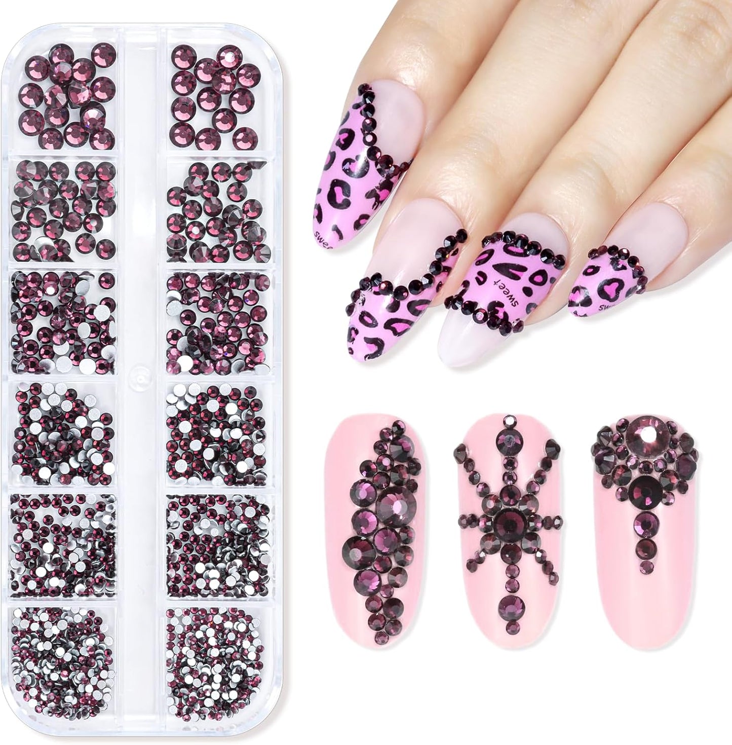 Makartt Dark Purple Nail Rhinestone Flatback Rhinestone Round Amethyst Crystal Glass Nail Charms Diamonds Nail Jewels Rhinestones for DIY Crafts Makeup Nail Art Supplies Accessories Christmas Gift-Velvo Beauty