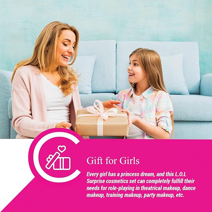 LOL Surprise Cosmetic Compact Set Includes Mirror, 14 Lip glosses, 8 Eye Shadow, 4 Blushes & 4 Brushes Safe & Non-Toxic Colorful Portable Foldable Makeup Beauty Kit for Girls, Townley Girl-Velvo Beauty