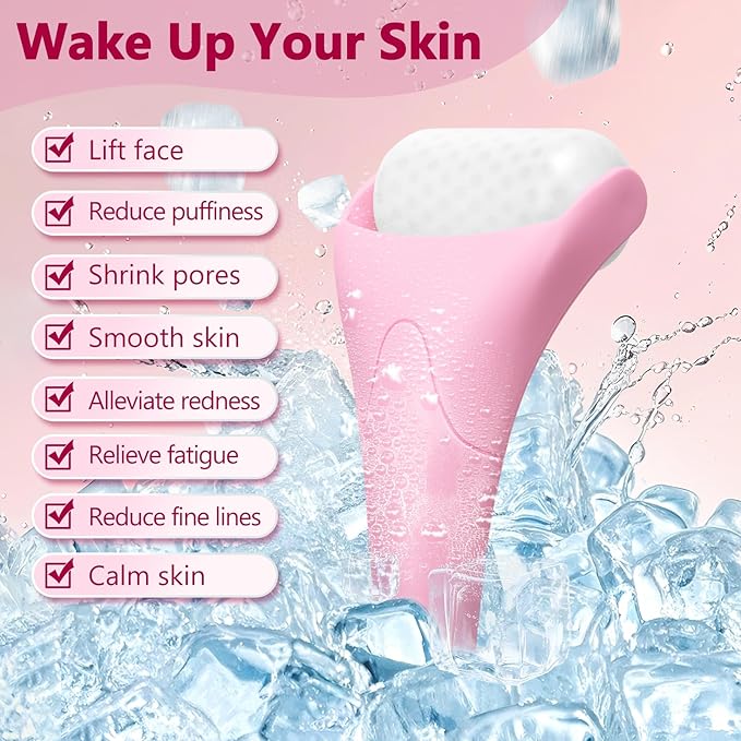 Ice Roller for Face & Eye, Vitamin E Rose Oil & Gua Sha Set, Gua Sha Oil for Face & Body, Reduces Puffiness Relieves Migraines Skin Care Tools, Facial Massager Tool & Self Care Gifts for Women-Velvo Beauty