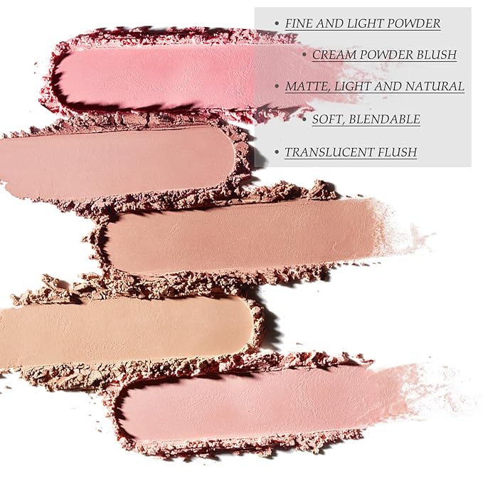 Boobeen Powder Blush, Single Color Blush Face Blush Palette Matte Baked Cream Blush Makeup Powder, High Pigment Pressed Blush for Create a Natural Cheek Flushed Look (06#)-Velvo Beauty