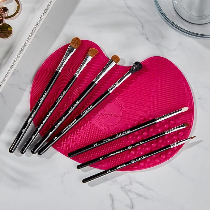 Sigma Beauty Basic Eye Makeup Brush Set – Classic Eye Makeup Brushes with Premium Fibers and Sleek, Durable Handles for Eyeliner, Eyeshadow, & Eyebrows, Includes 7 Black Makeup Brushes-Velvo Beauty